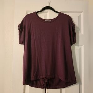 Loft Burgandy Drawstring Top Size Medium
